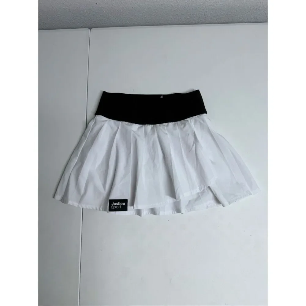 Justice Girls Sport Skirt Skort White Black Logo Size XS 5/6